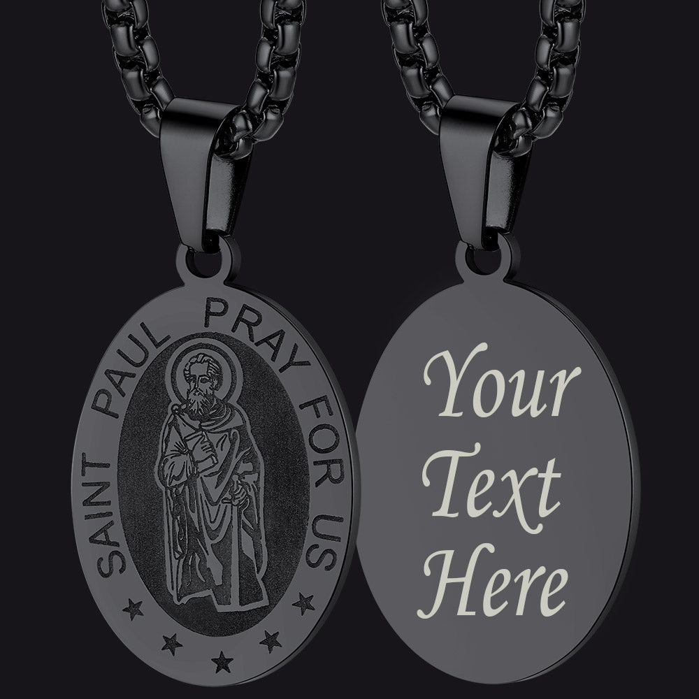 FaithHeart St Saint Paul Necklace Engraved Patron Saints Medal Jewelry FaithHeart