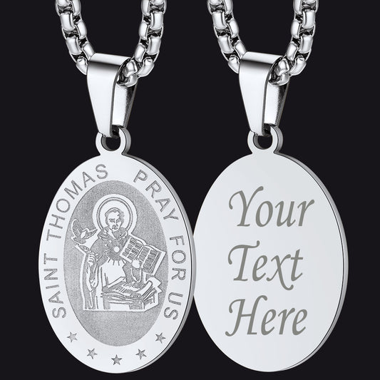 FaithHeart Saint Thomas Aquinas Necklace Catholic Patron Medal FaithHeartimg