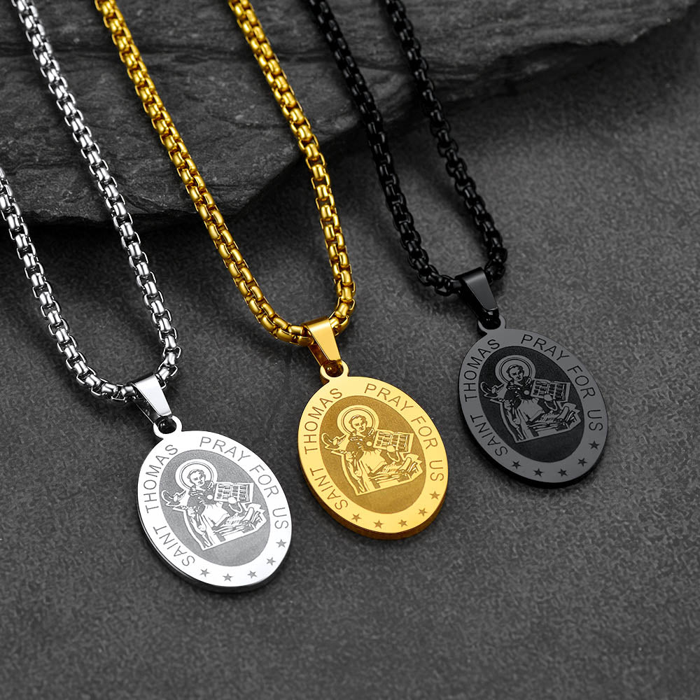 FaithHeart Saint Thomas Aquinas Necklace Catholic Patron Medal FaithHeart
