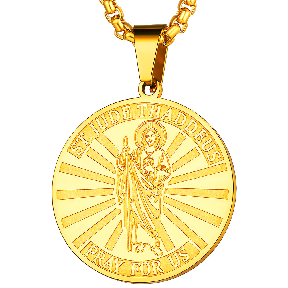 FaithHeart Saint Jude Medal Necklace Stainless Steel Religious Jewelry FaithHeart
