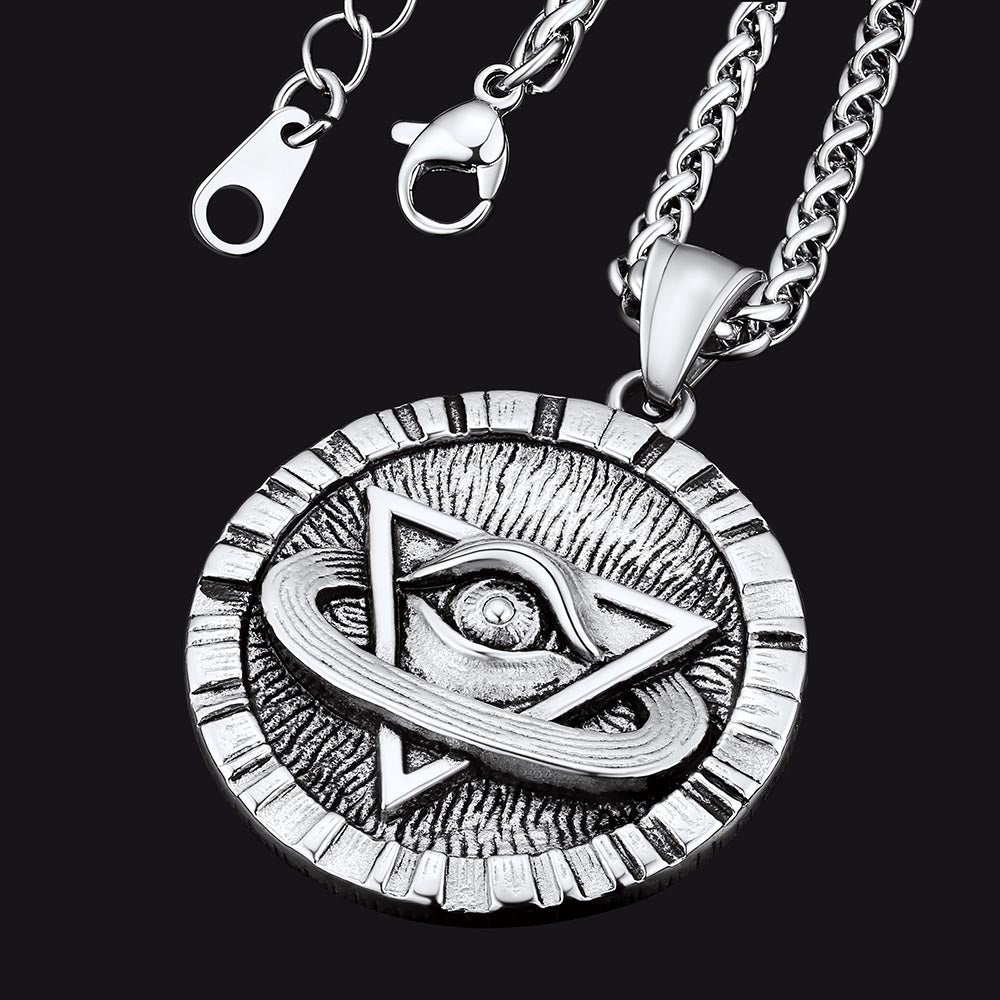 FaithHeart Triangle All-Seeing Eye Necklace Providence Pendant For Men FaithHeart