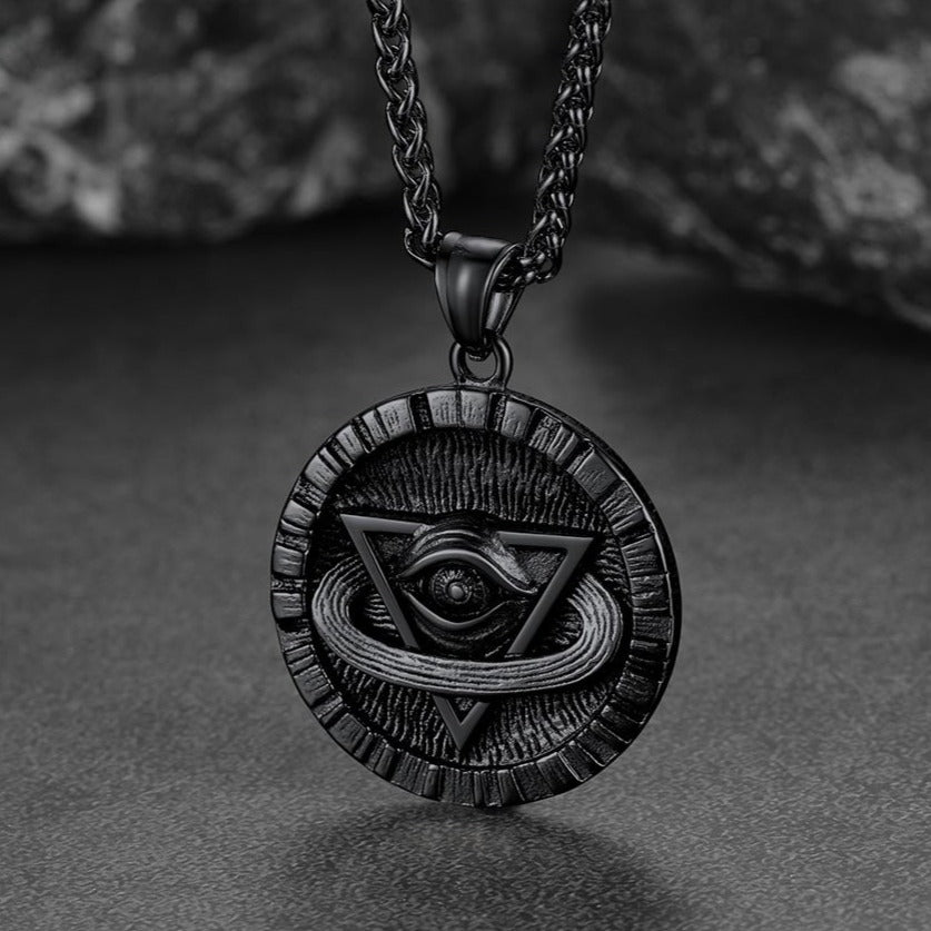 FaithHeart Triangle All-Seeing Eye Necklace Providence Pendant For Men FaithHeart