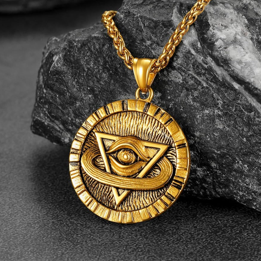 FaithHeart Triangle All-Seeing Eye Necklace Providence Pendant For Men FaithHeart