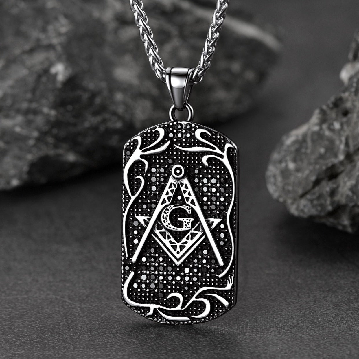 FaithHeart Freemason Pendant Necklace Stainless Steel Masonic Jewelry FaithHeart