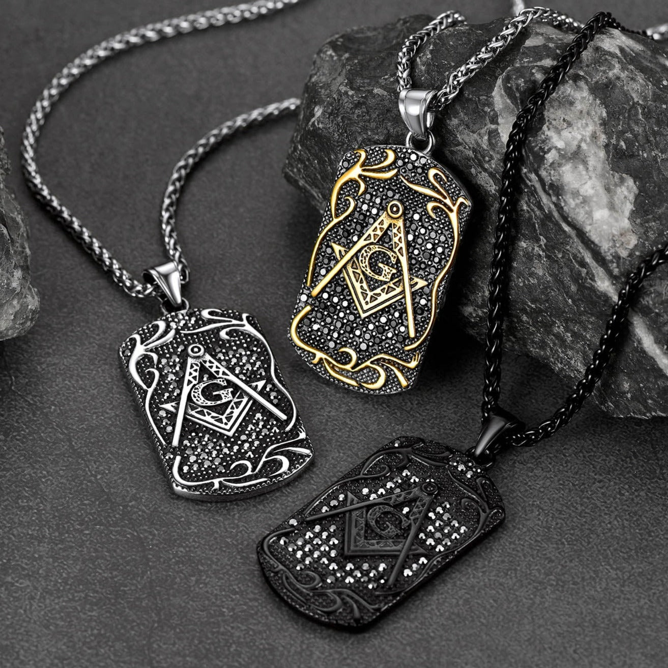 FaithHeart Freemason Pendant Necklace Stainless Steel Masonic Jewelry FaithHeart