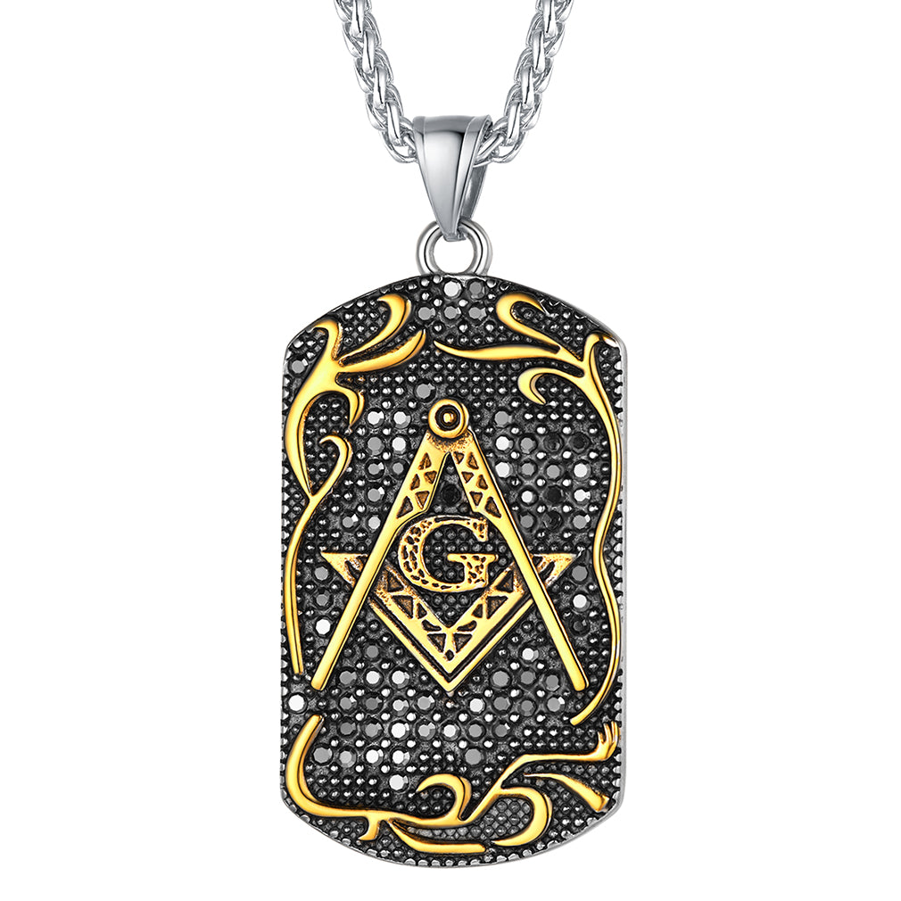 FaithHeart Engraved Masonic Freemason Dog Tags Necklace for Men FaithHeart