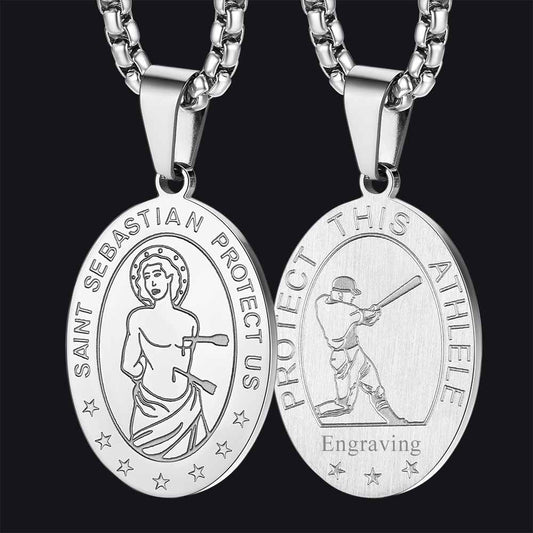 FaithHeart St Sebastian Necklace Engraved Necklace For Protection FaithHeartimg