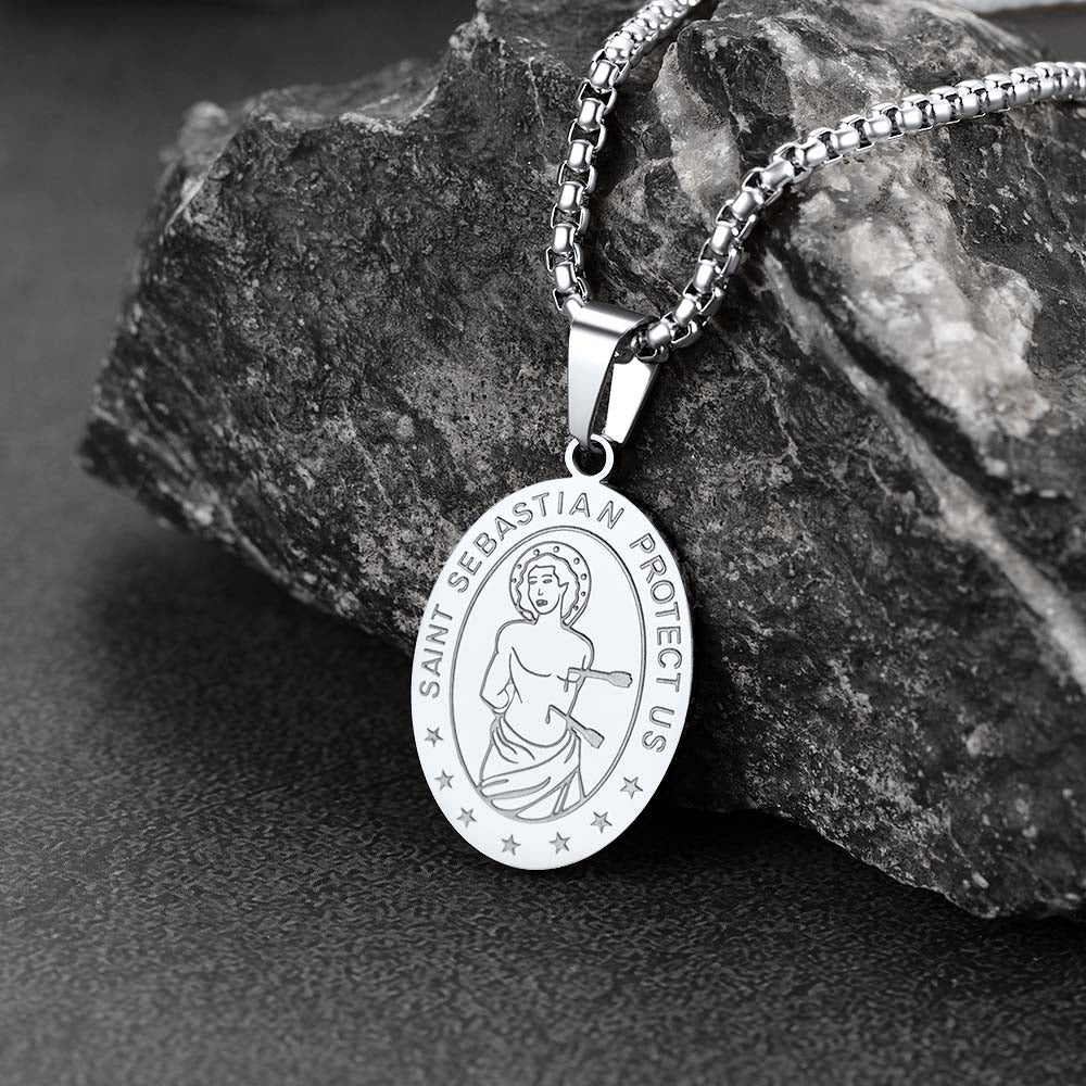 FaithHeart Saint Sebastian Necklace Patron Saint Protective Necklace FaithHeart