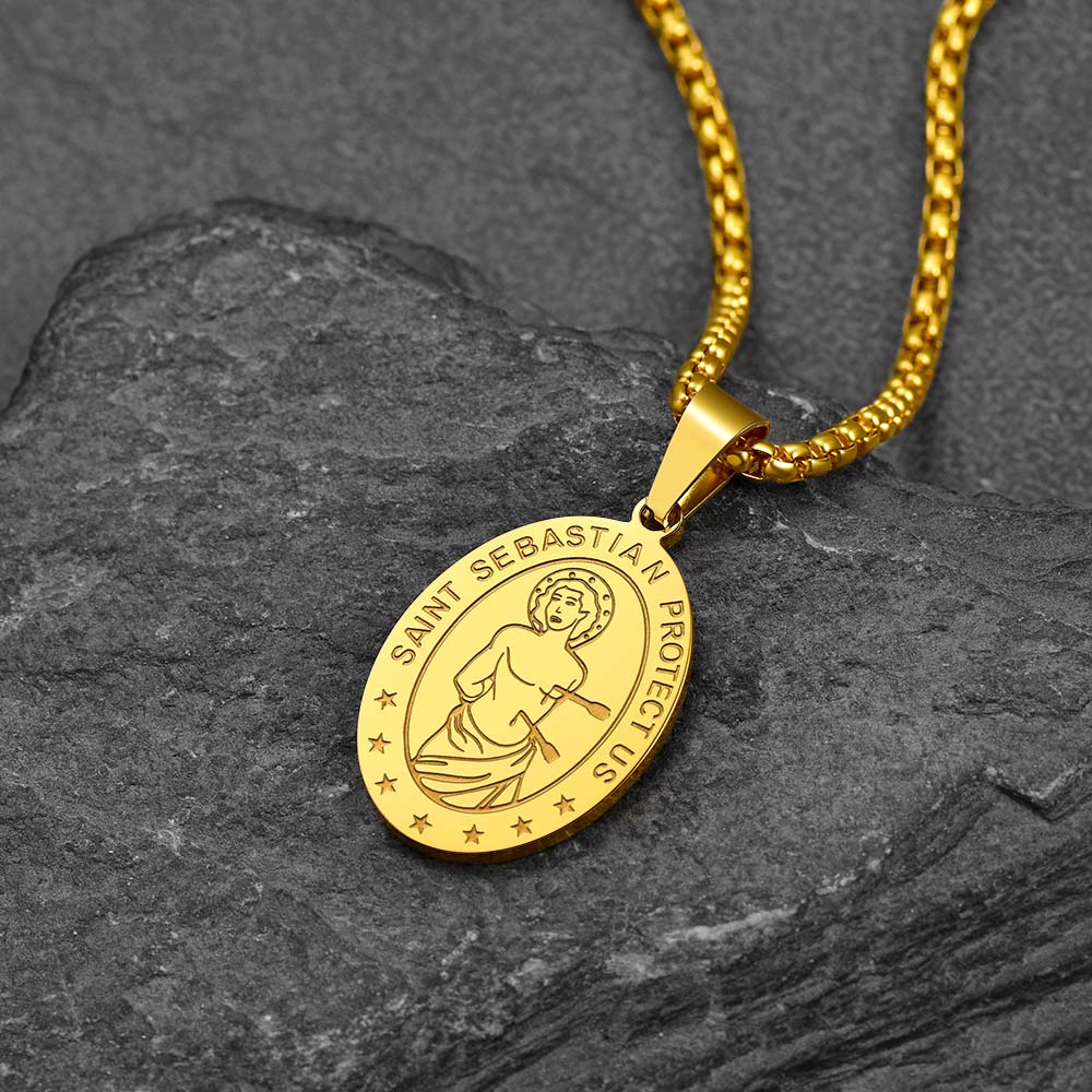 FaithHeart Saint Sebastian Necklace Patron Saint Protective Necklace FaithHeart