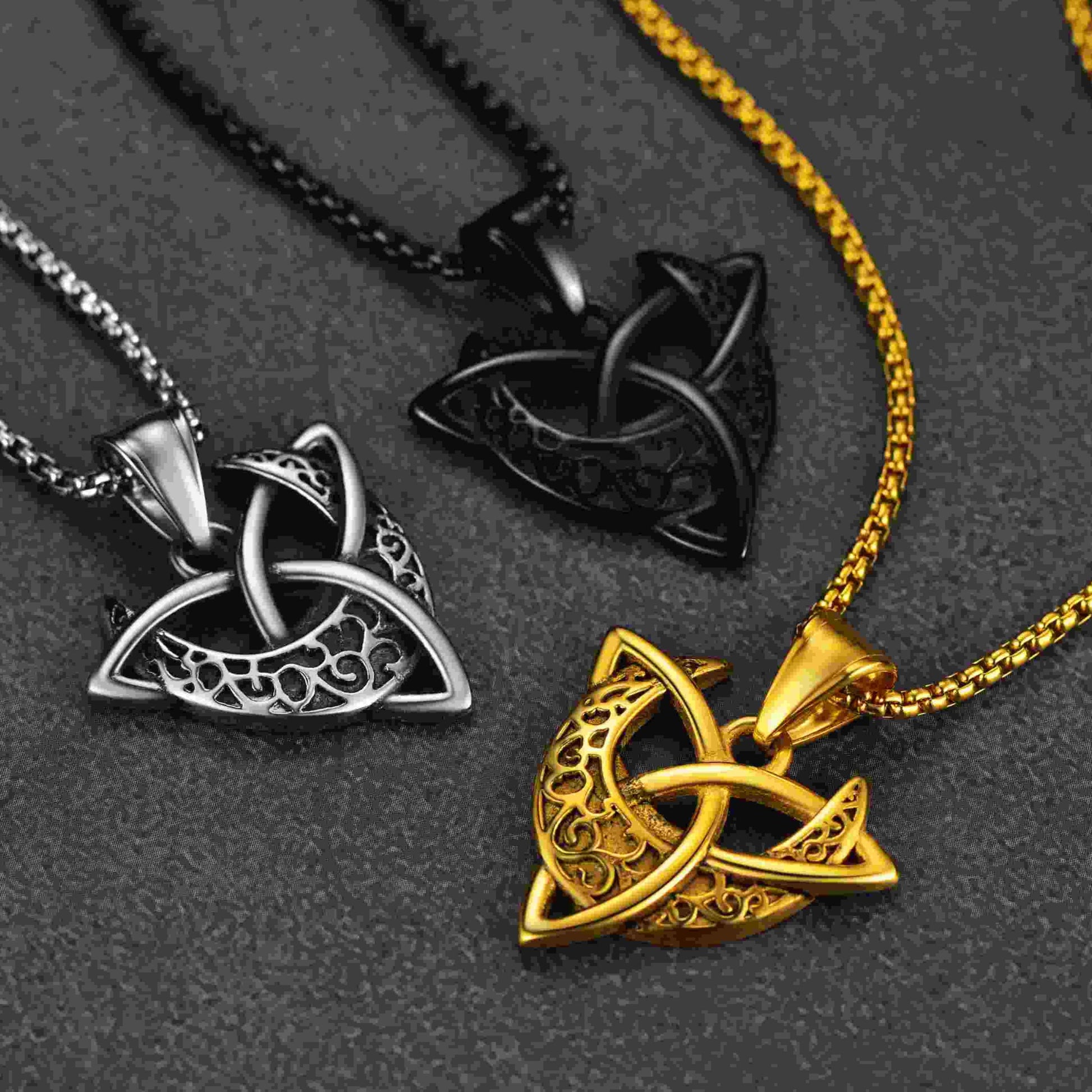 FaithHeart Vintage Triple Moon Goddess Necklace For Men FaithHeart