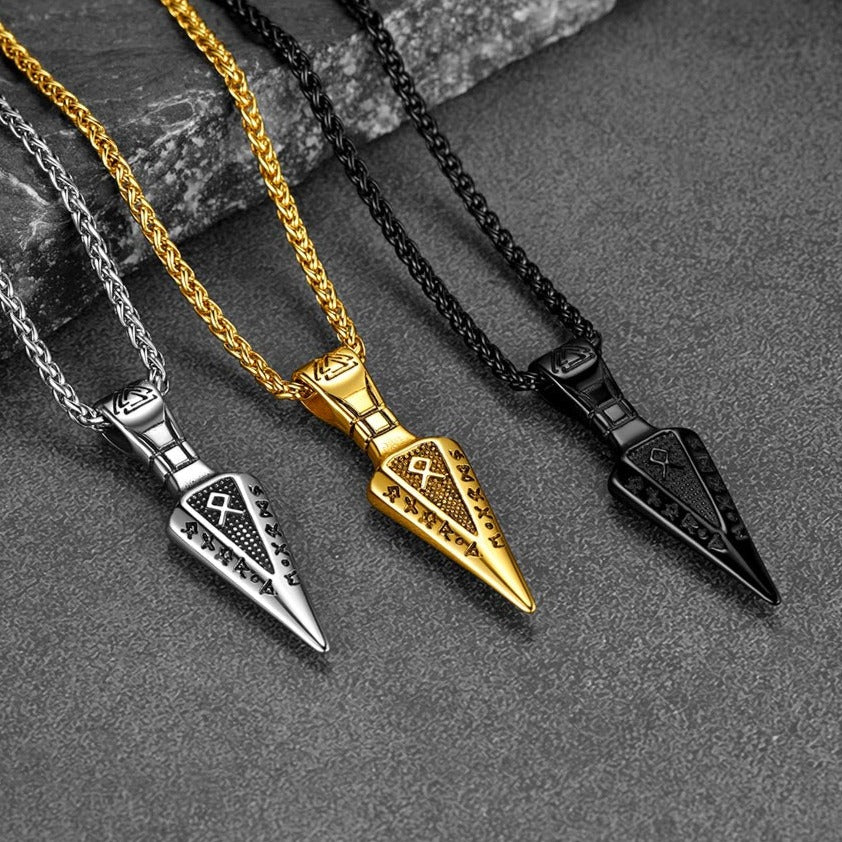 FaithHeart Viking Gungnir Spear Necklace For Men With Valknut FaithHeart