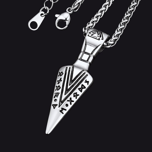 FaithHeart Viking Gungnir Spear Necklace For Men With Valknut FaithHeart