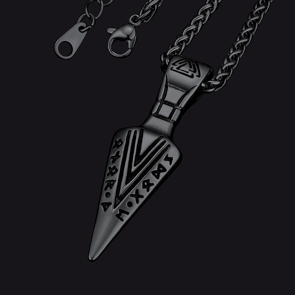 FaithHeart Viking Gungnir Spear Necklace For Men With Valknut FaithHeart