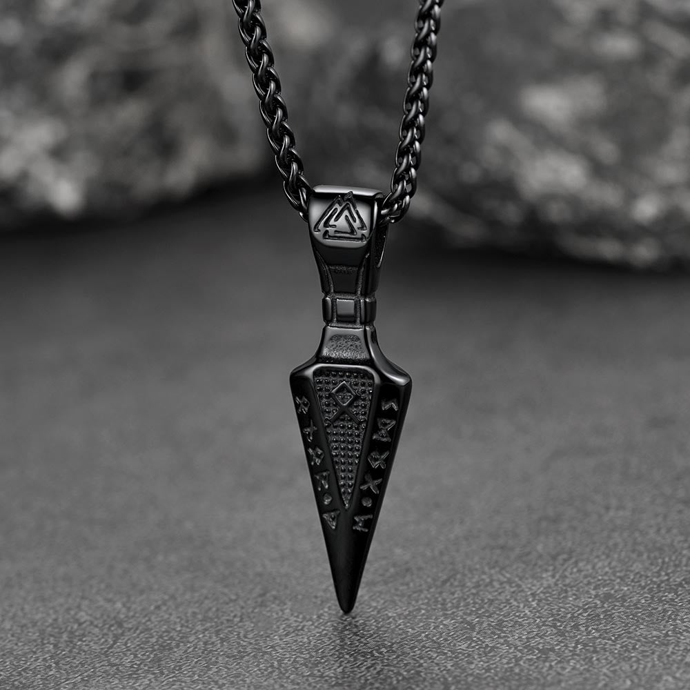 FaithHeart Viking Gungnir Spear Necklace For Men With Valknut FaithHeart
