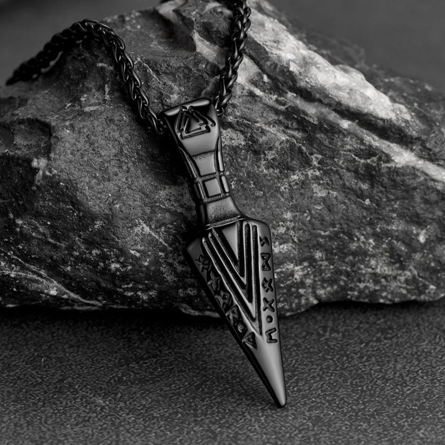 FaithHeart Viking Gungnir Spear Necklace For Men With Valknut FaithHeart
