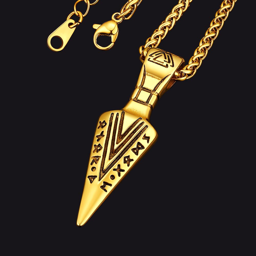 FaithHeart Viking Gungnir Spear Necklace For Men With Valknut FaithHeart