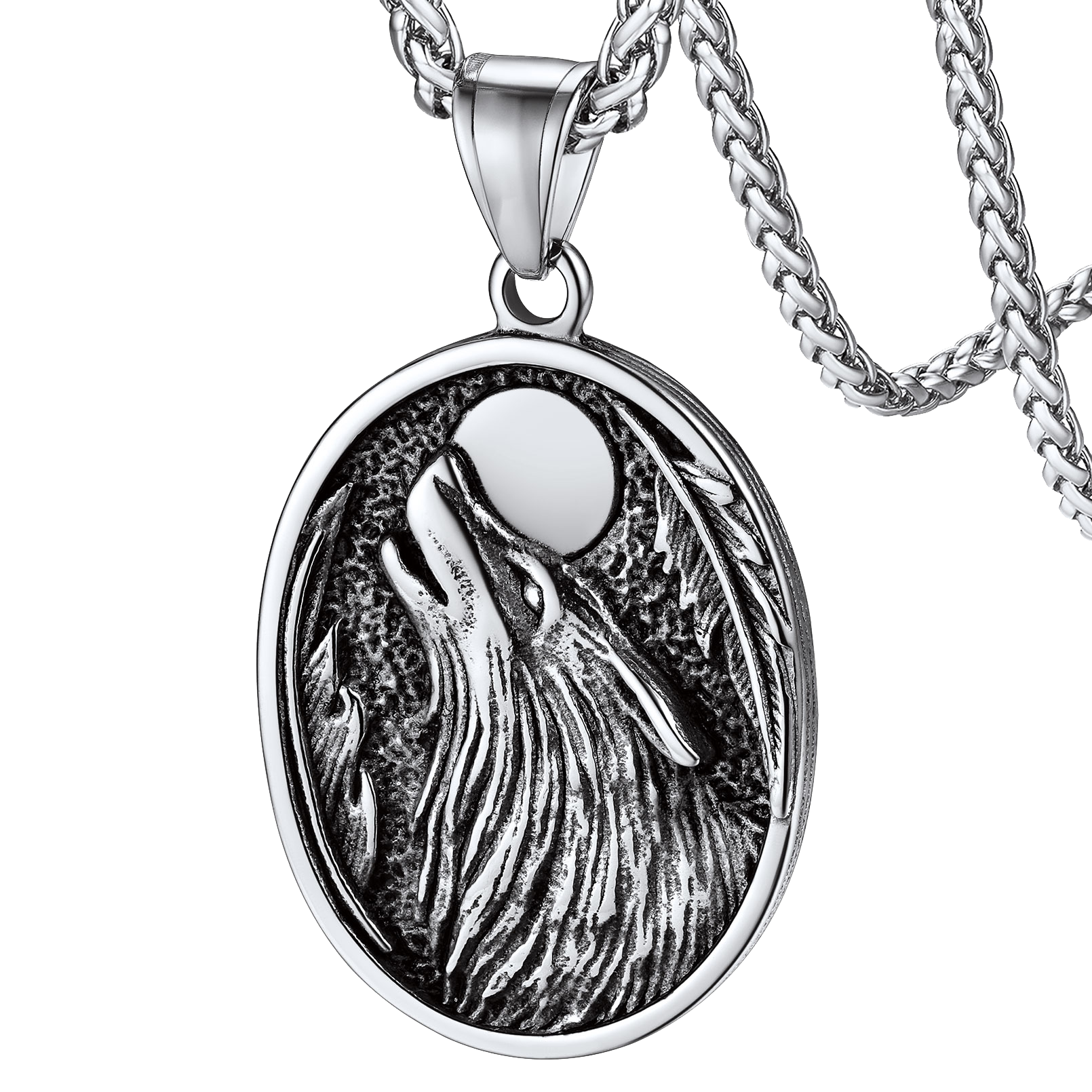 FaithHeart Norse Viking Wolf For Unisex Stainless Steel Pendant Necklace FaithHeart Jewelry