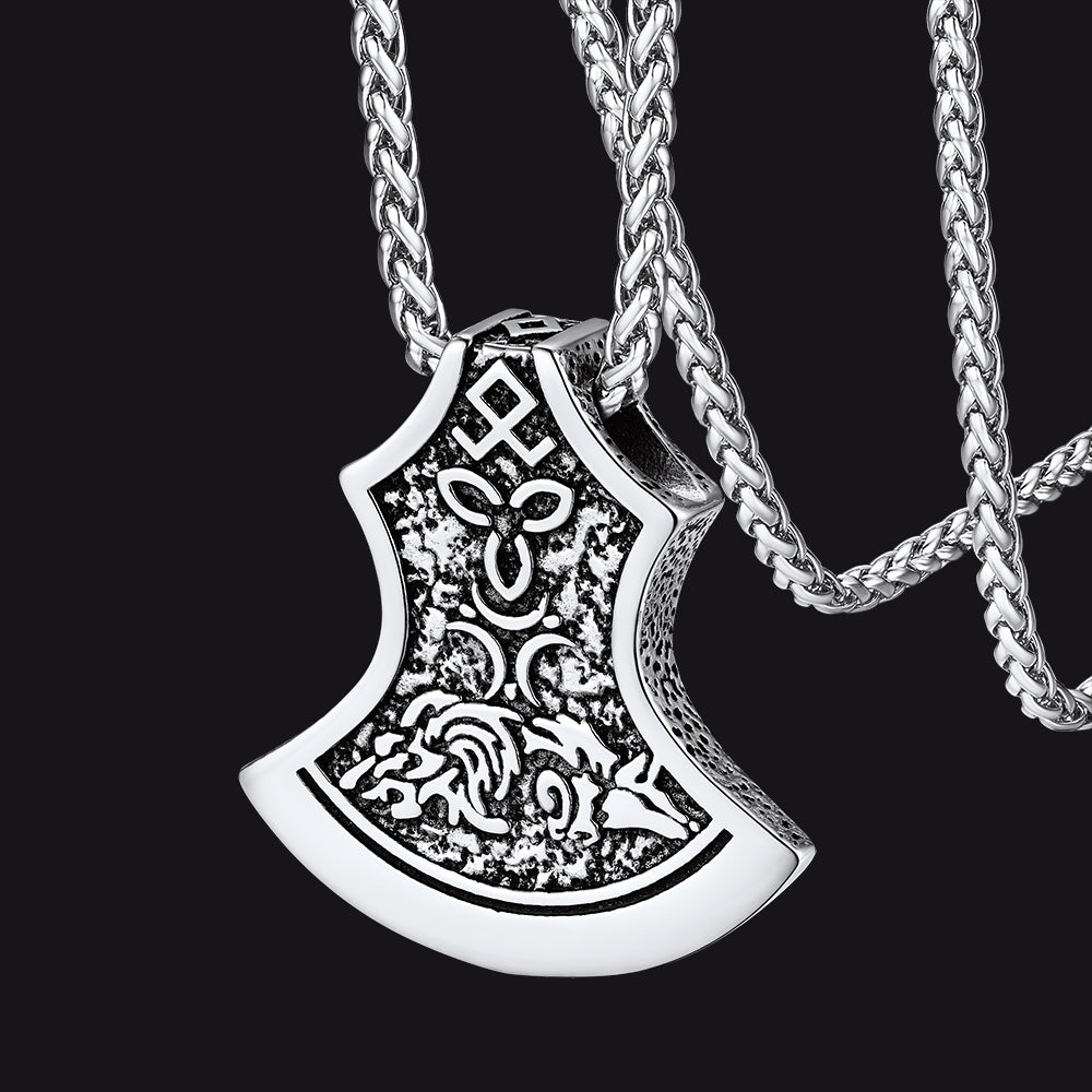 Celtic Knot Viking Axe Pendant Necklace, stainless steel jewelry