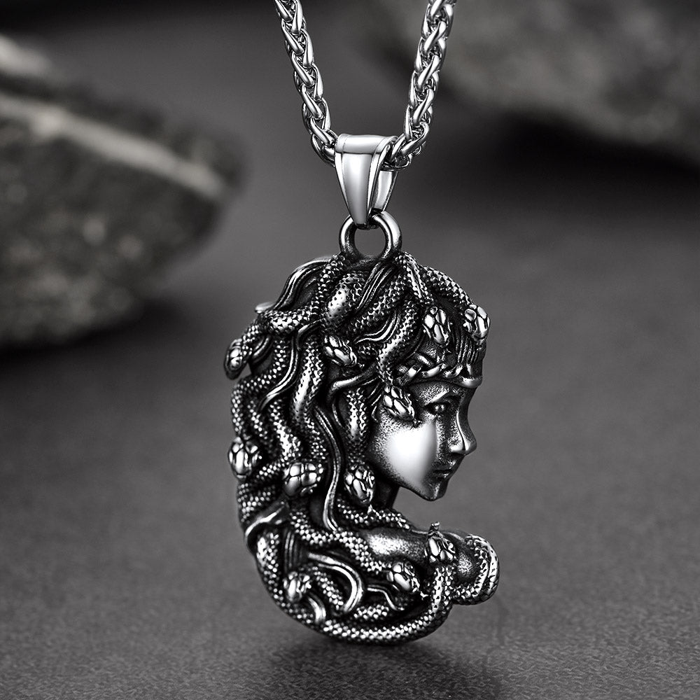 FaithHeart Medusa Gothic Pendant Necklace Stainless SteelGreek Mythology Jewelry FaithHeart