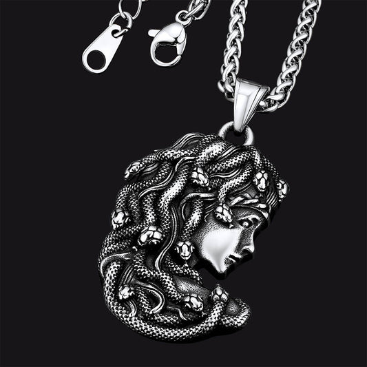 FaithHeart Medusa Gothic Pendant Necklace Stainless SteelGreek Mythology Jewelry FaithHeartimg