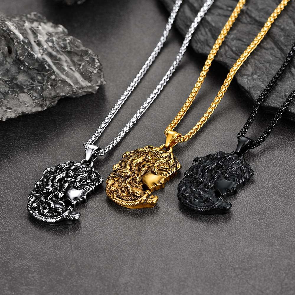 FaithHeart Medusa Gothic Pendant Necklace Stainless SteelGreek Mythology Jewelry FaithHeart