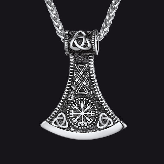 FaithHeart Viking Axe Pendant Necklace With Compass For Men FaithHeartimg