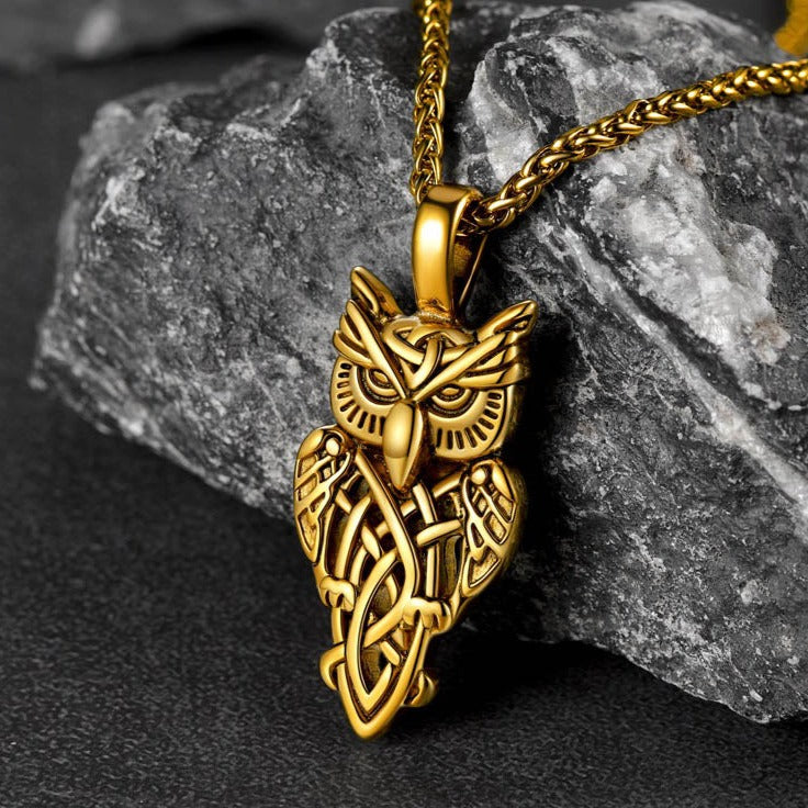 FaithHeart Celtic Knot Owl Pendant Necklace Stainless Steel FaithHeart