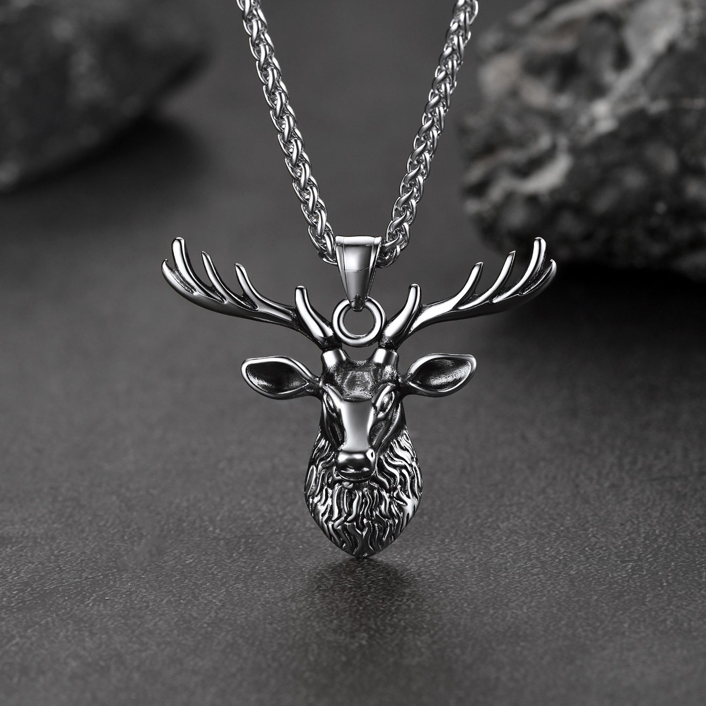 Viking Deer Head Pendant Necklace