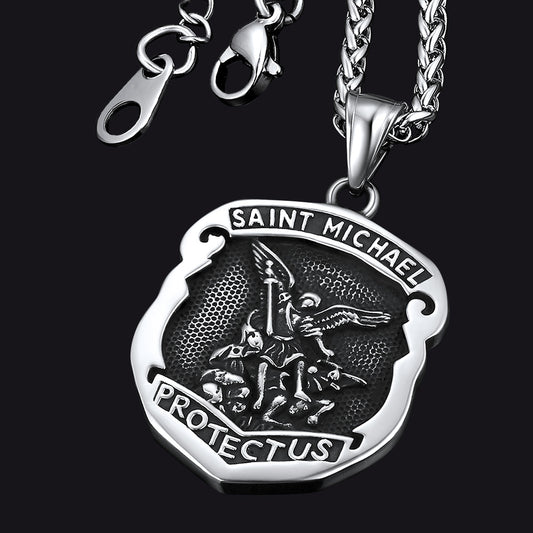 FaithHeart Shield Saint Michael Pendant Necklace For Men FaithHeartimg