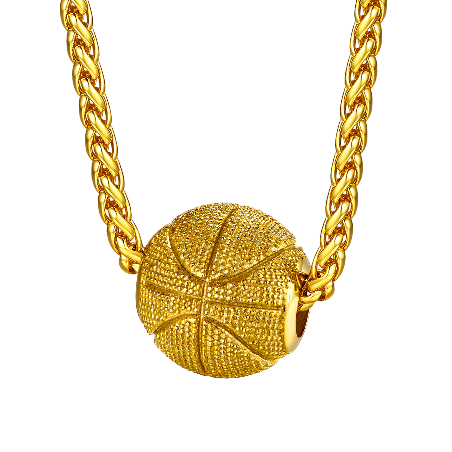 FaithHeart 3D Basketball Pendant Stainless Steel Sports Necklace FaithHeart