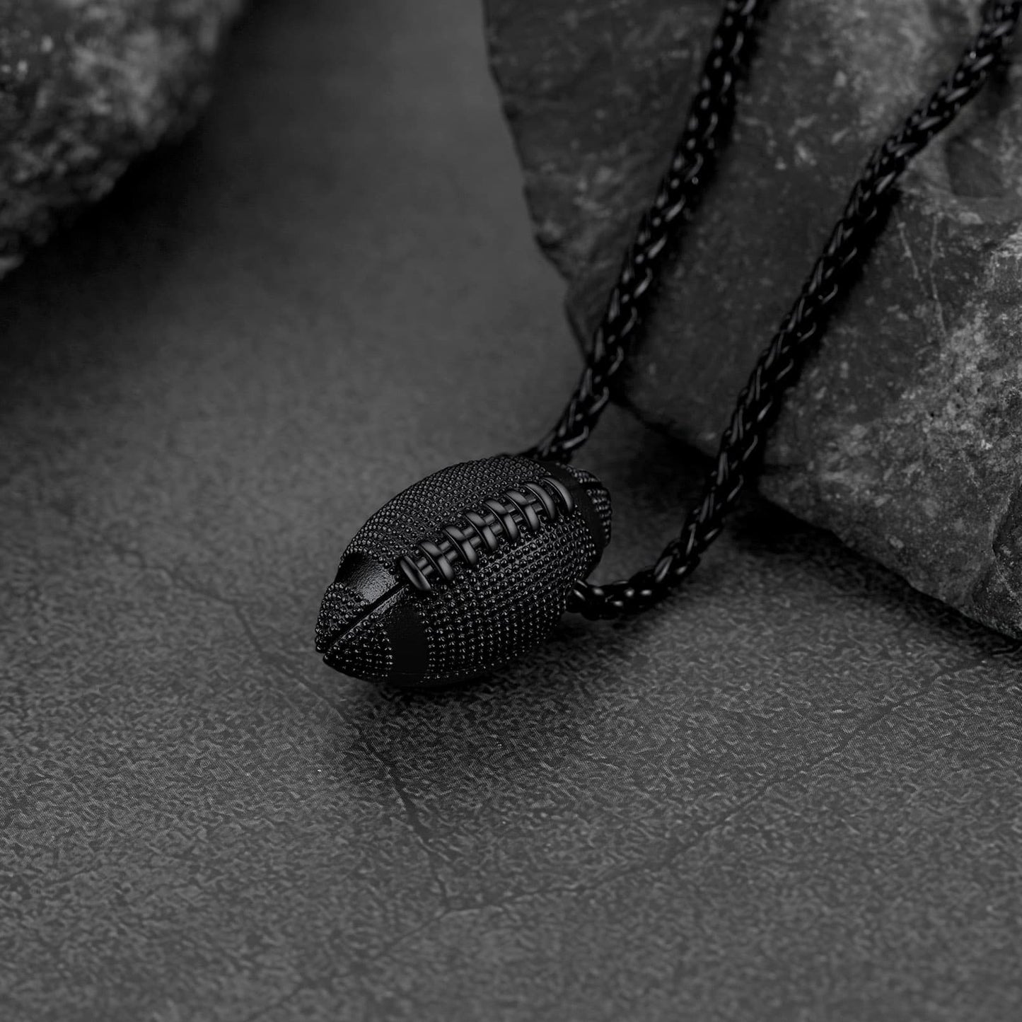 FaithHeart 3D American Football Pendant Stainless Steel Sports Necklace FaithHeart