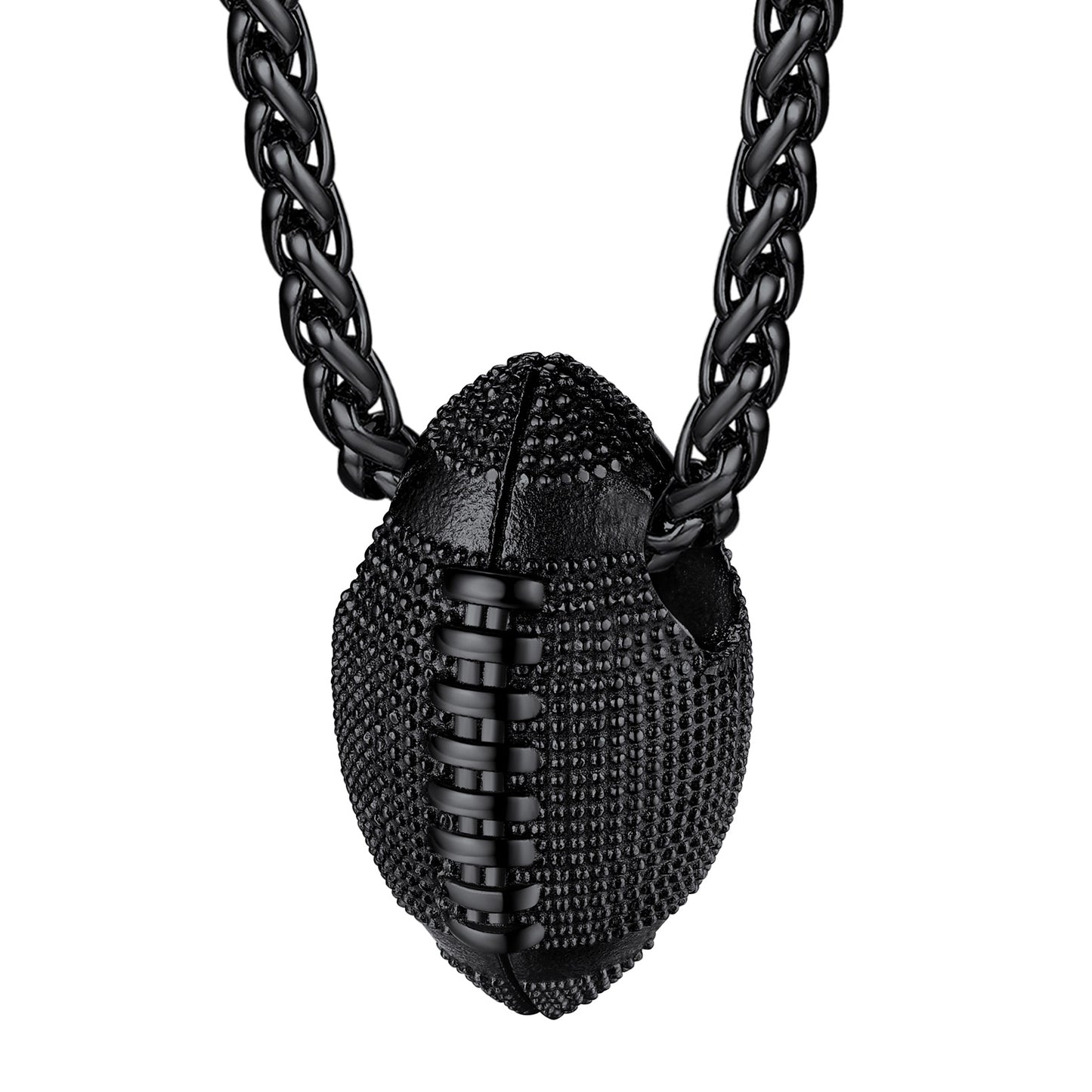 Black American football pendant necklace, men's sports jewelry