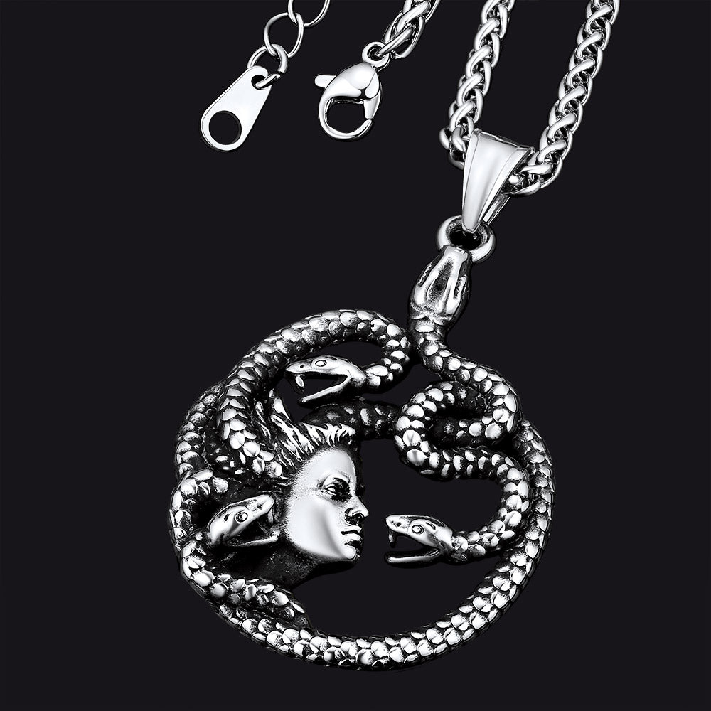 FaithHeart Mythology Medusa Gorgon Necklace Stainless Steel FaithHeart Jewelry