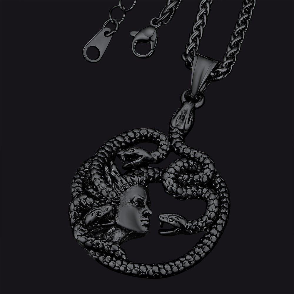FaithHeart Mythology Medusa Gorgon Necklace Stainless Steel FaithHeart Jewelry