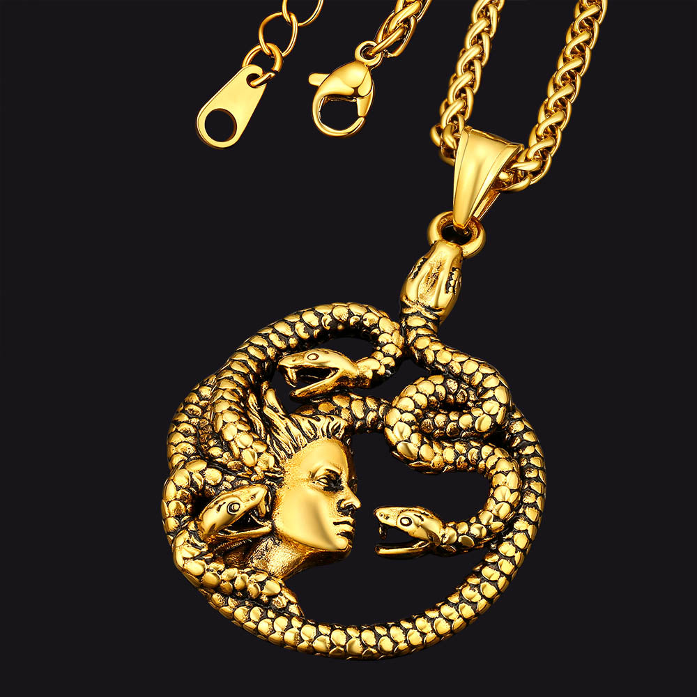 FaithHeart Mythology Medusa Gorgon Necklace Stainless Steel FaithHeart Jewelry