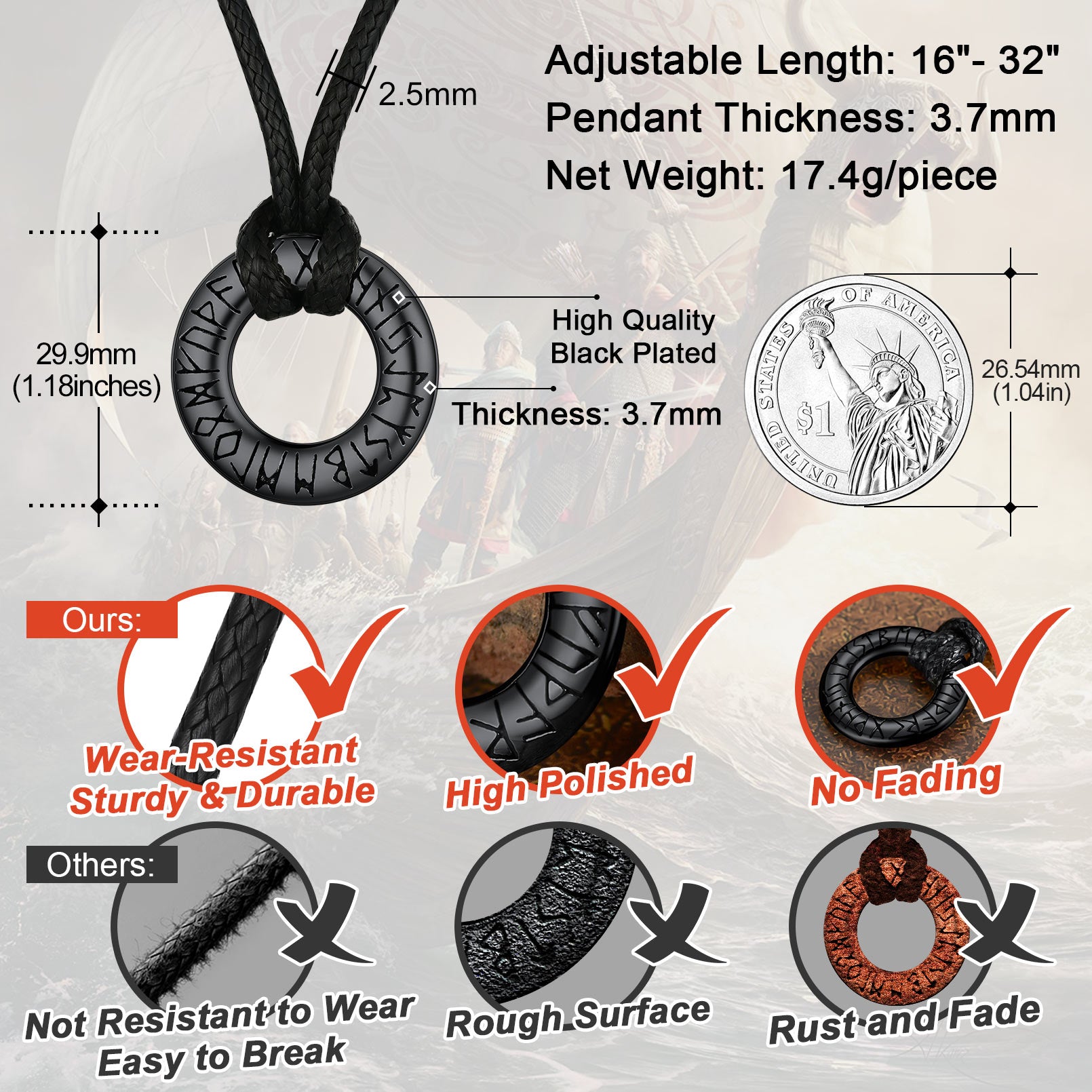 Norse Viking Rune Necklace detailed features and comparison