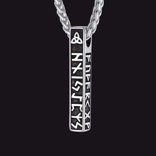 Engraved Viking Runes Bar Necklace Pendant Amulet For Menimg
