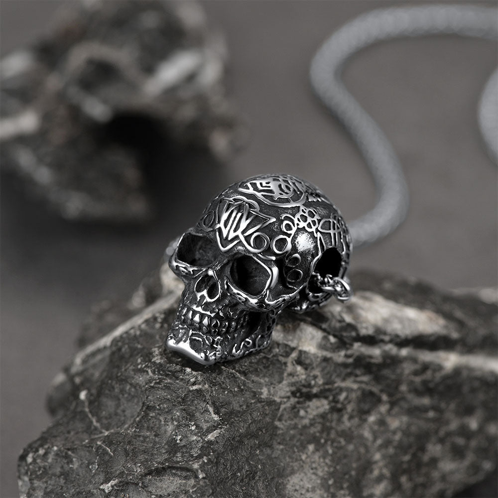FaithHeart Gothic Skull Pendant Necklace For Men FaithHeart