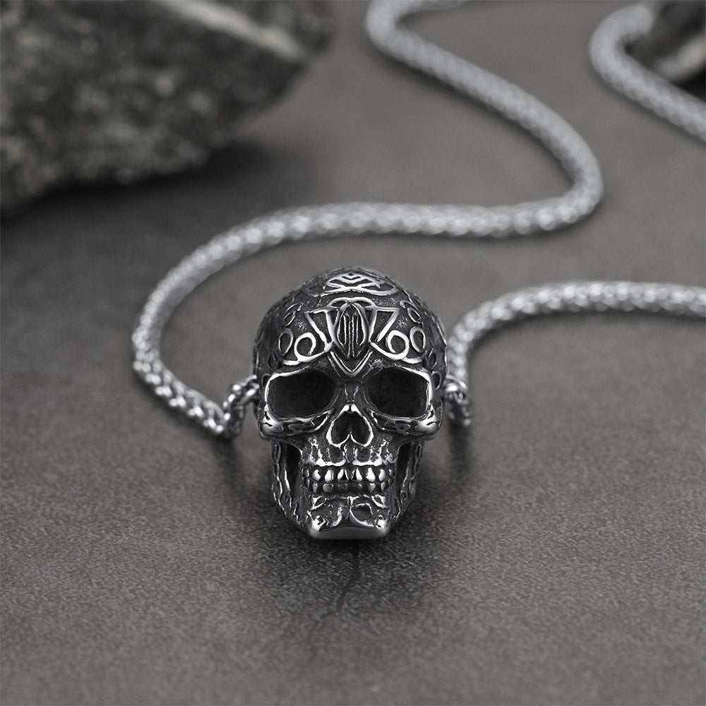 FaithHeart Gothic Skull Pendant Necklace For Men FaithHeart