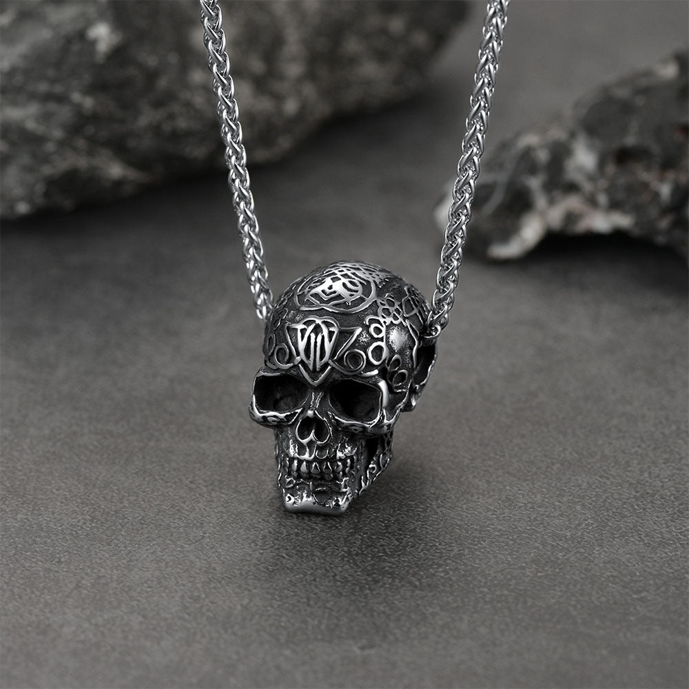 FaithHeart Gothic Skull Pendant Necklace For Men FaithHeart