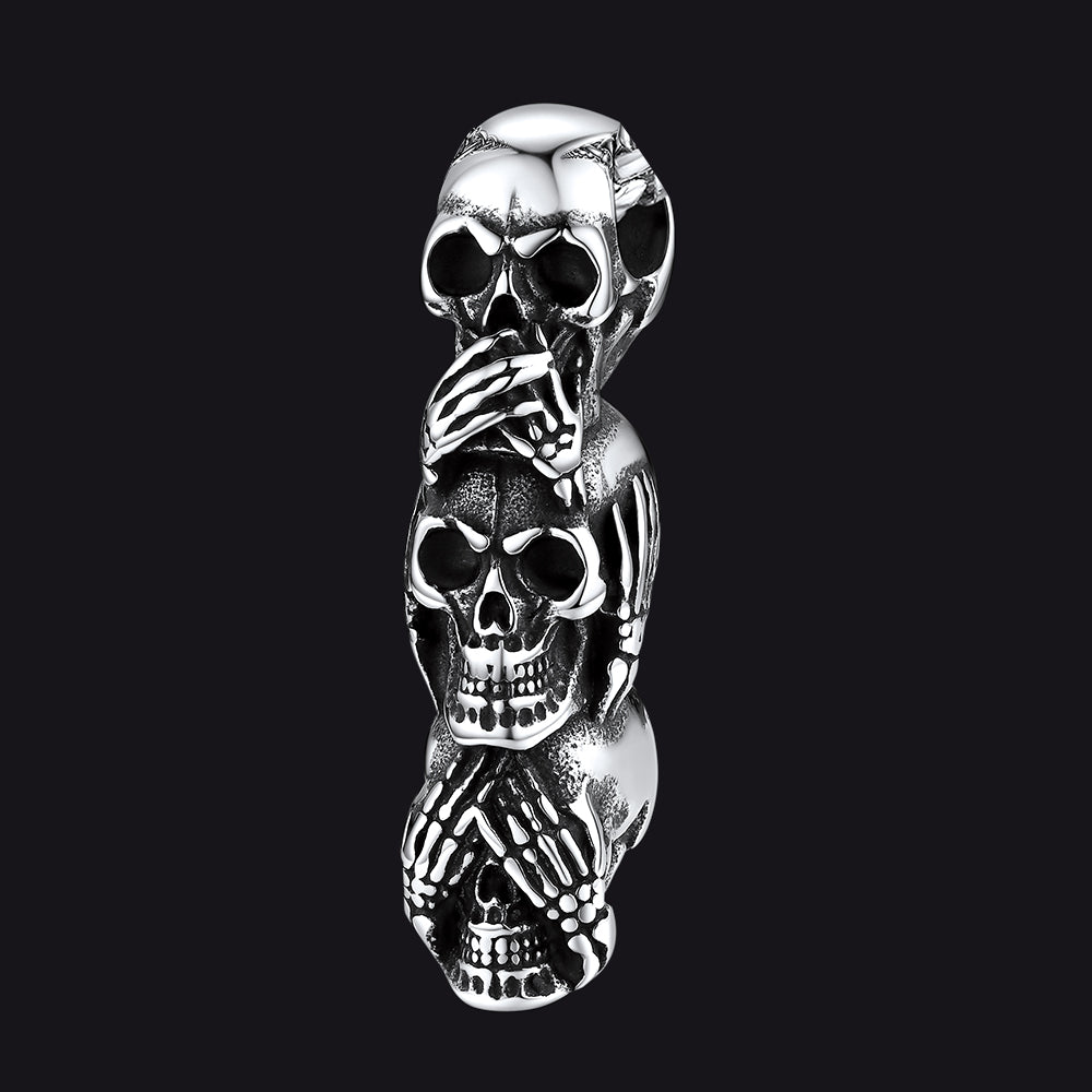 No Evil Skulls Pendant FaithHeart Jewelry