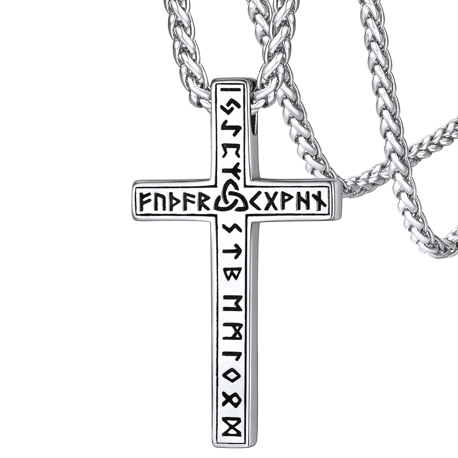 FaithHeart Viking Runes Cross Necklace Pendant for Men FaithHeart