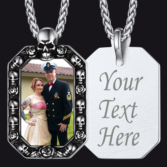 FaithHeart Custom Picture Dog Tag Necklace Skull Pendant for Men/Women FaithHeart