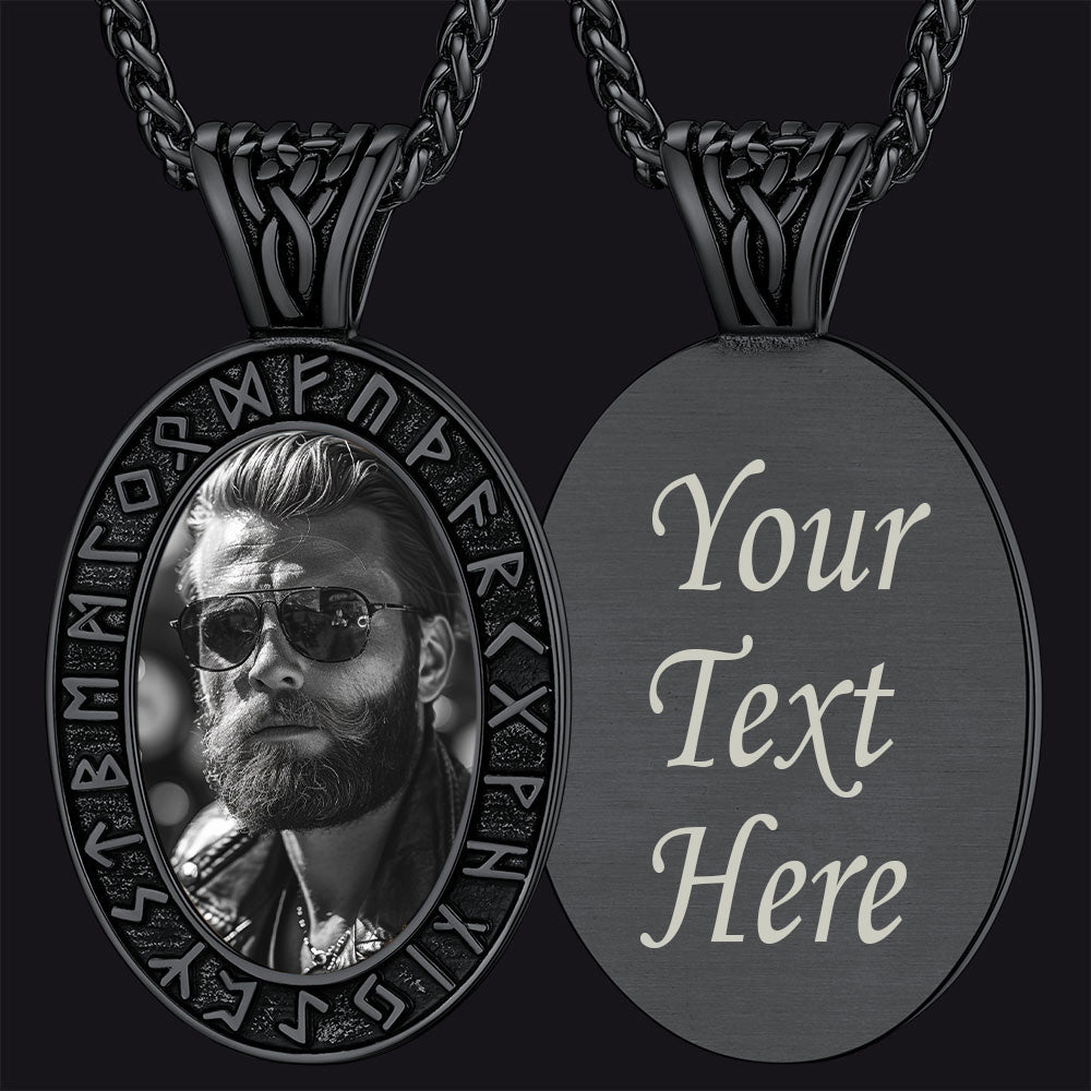 FaithHeart Customized Engraved Picture Necklaces with Runes FaithHeart