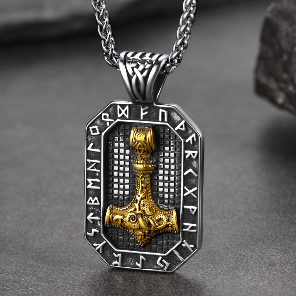 FaithHeart Runes Thor's Hammer For Men Necklace FaithHeart
