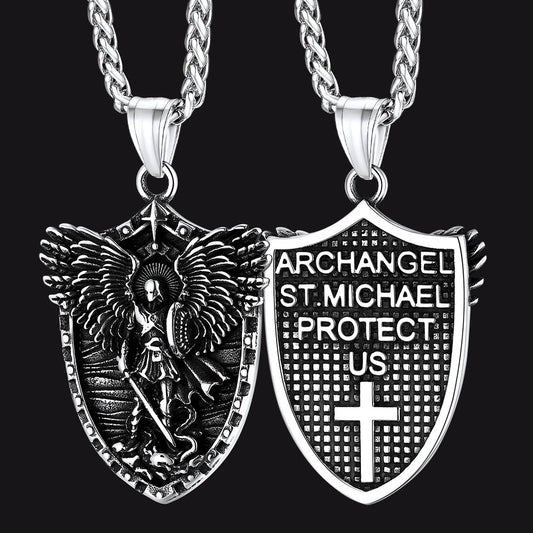 FaithHeart Shield Archangel St. Michael Pendant Necklace for Men FaithHeartimg