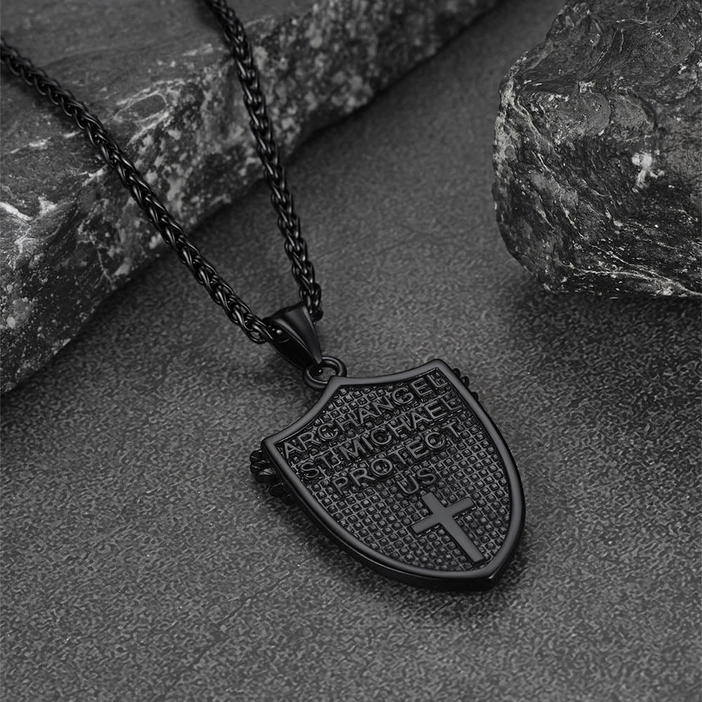FaithHeart Shield Archangel St. Michael Pendant Necklace for Men FaithHeart