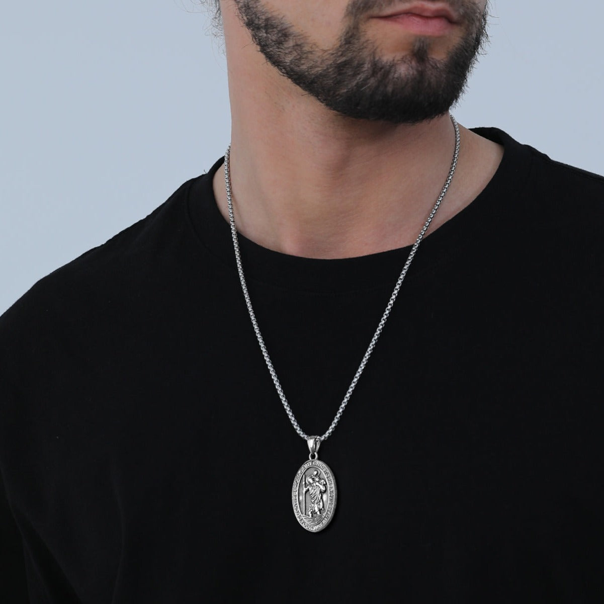 FaithHeart Catholic St Christopher Medal Pendant for Men FaithHeart