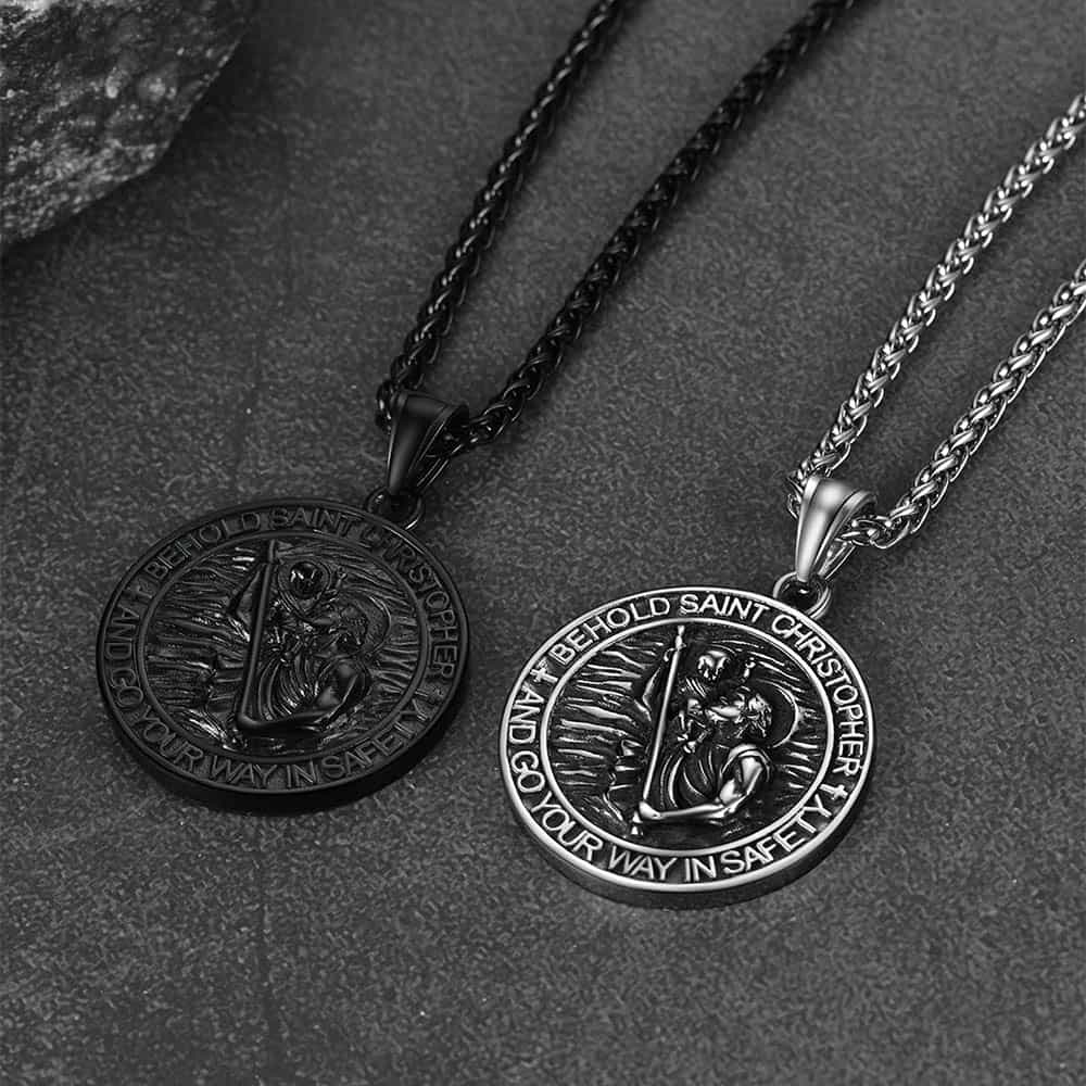 FaithHeart Saint Christopher Medal Pendant Necklace Catholic Amulet Jewelry FaithHeart
