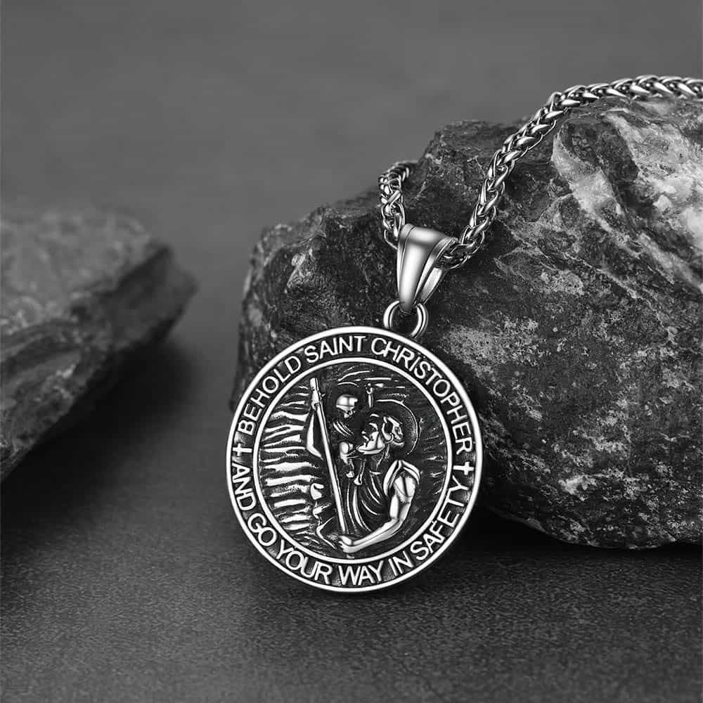FaithHeart Saint Christopher Medal Pendant Necklace Catholic Amulet Jewelry FaithHeart